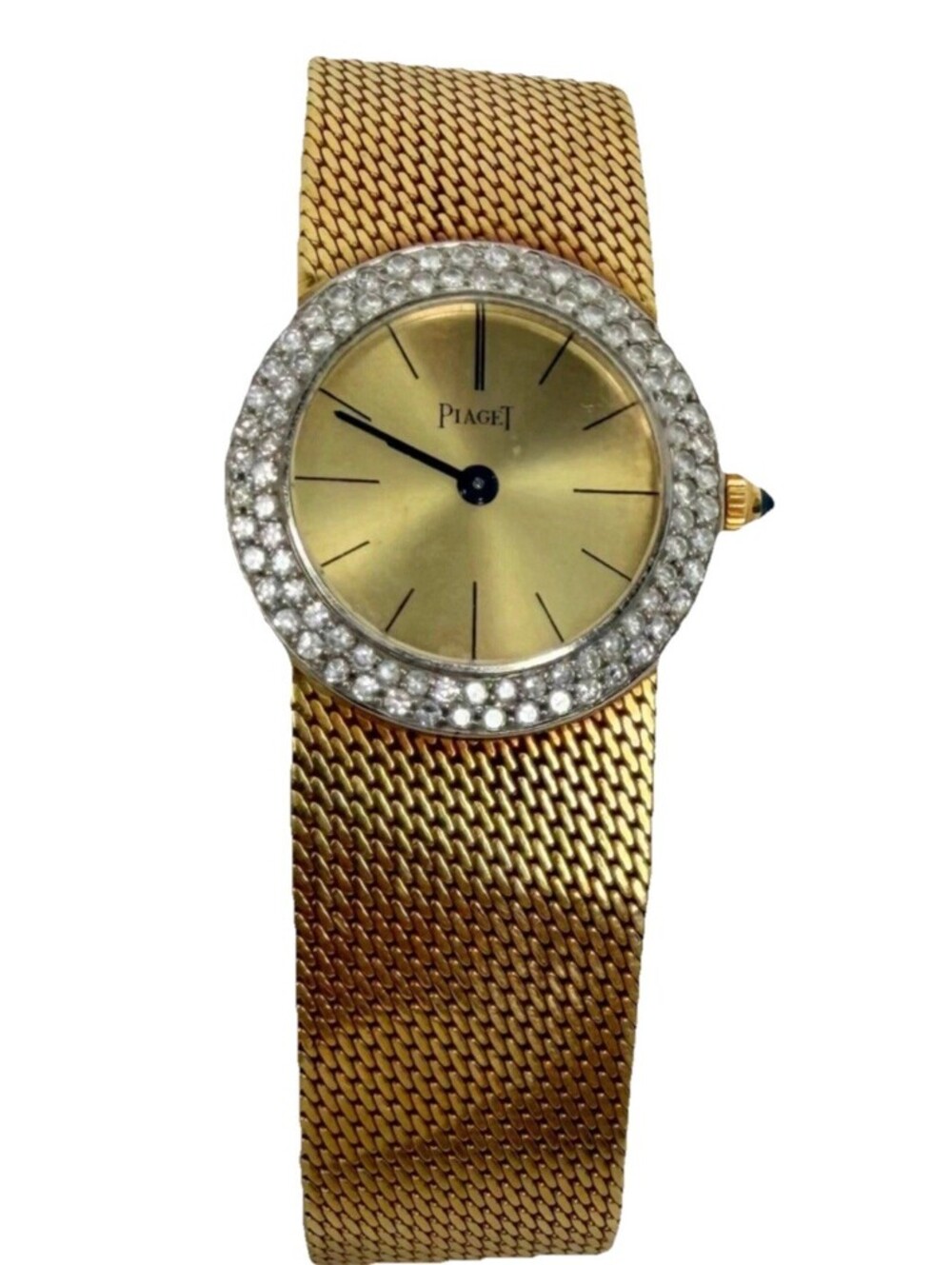 Vintage Piaget 18k Yellow Gold Diamond Watch 9187 B11  Double Row Diamond 50g